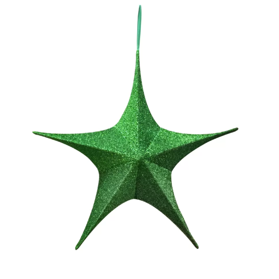 Christmas Forever FOLDING SHIMMER STAR 16″ GREEN