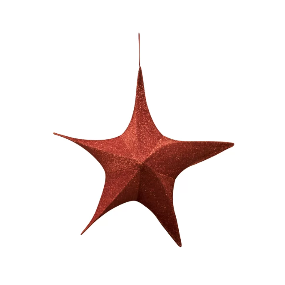 Christmas Forever FOLDING SHIMMER STAR 16″ RED