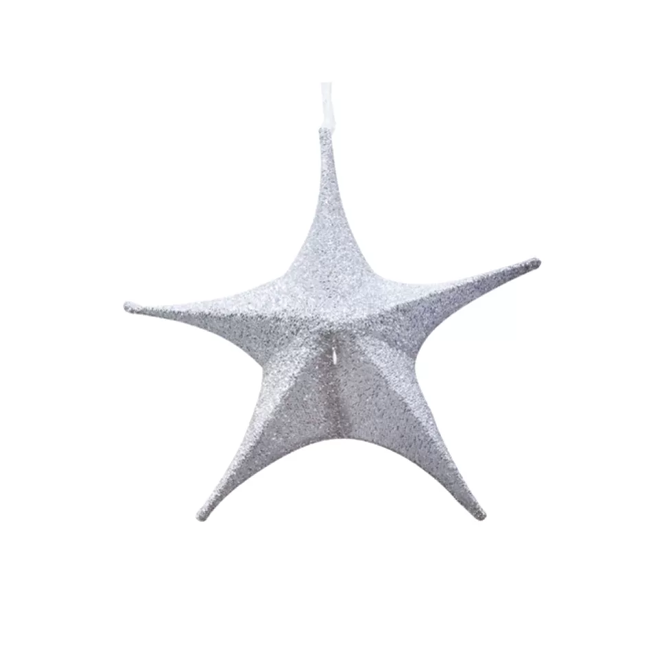 Christmas Forever FOLDING SHIMMER STAR 16″ SILVER
