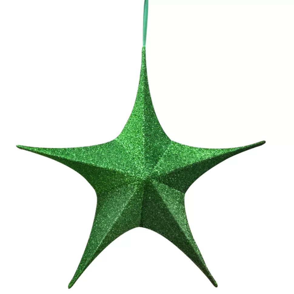Christmas Forever FOLDING SHIMMER STAR 25″ GREEN