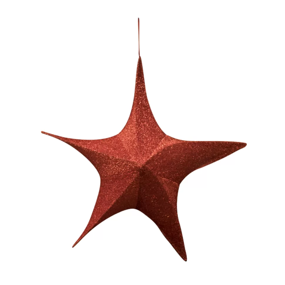 Christmas Forever FOLDING SHIMMER STAR 32″ RED