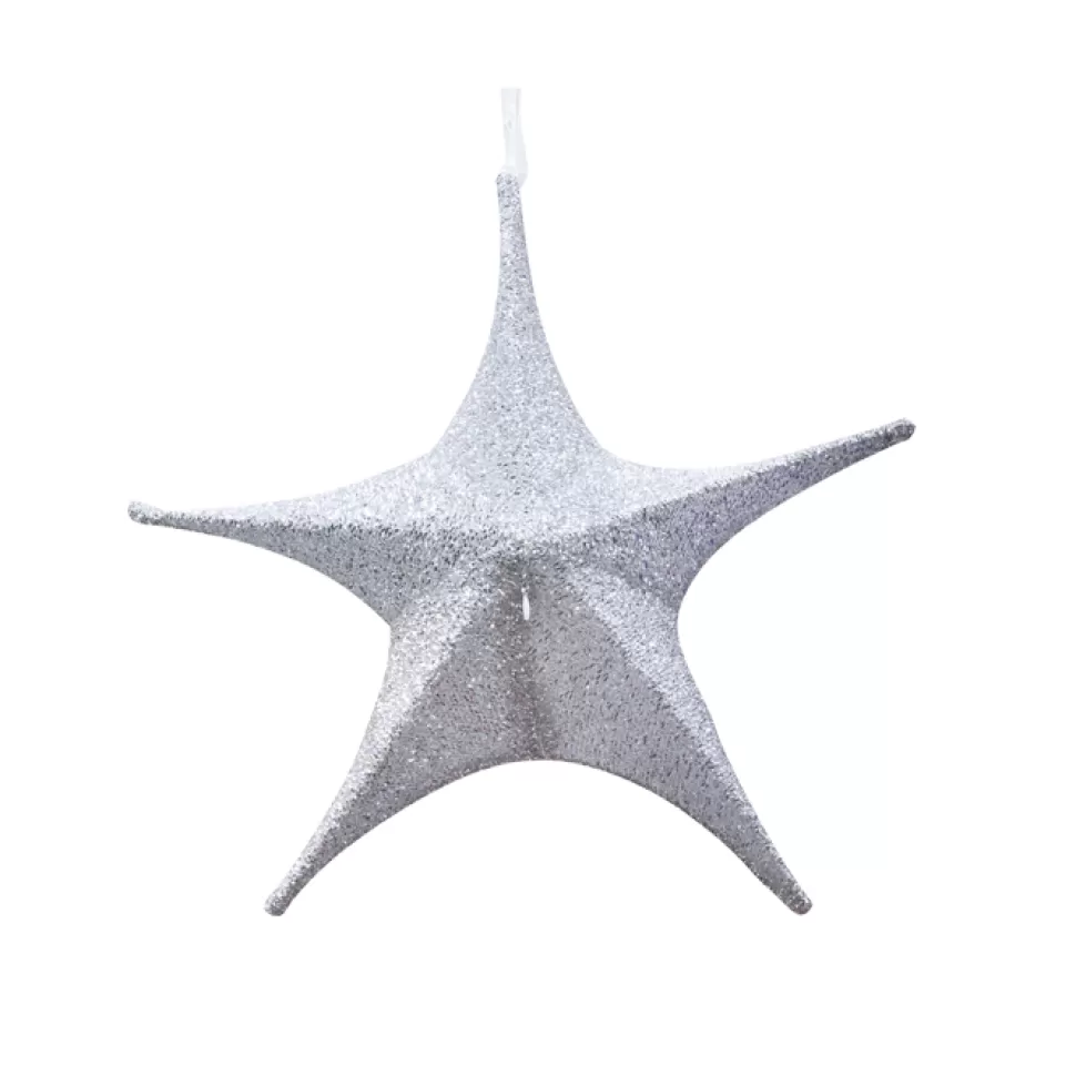 Christmas Forever FOLDING SHIMMER STAR 32″ SILVER
