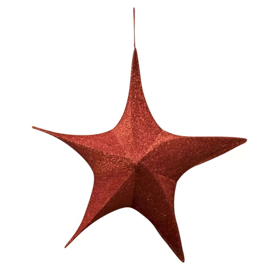 Christmas Forever FOLDING SHIMMER STAR 43″ RED