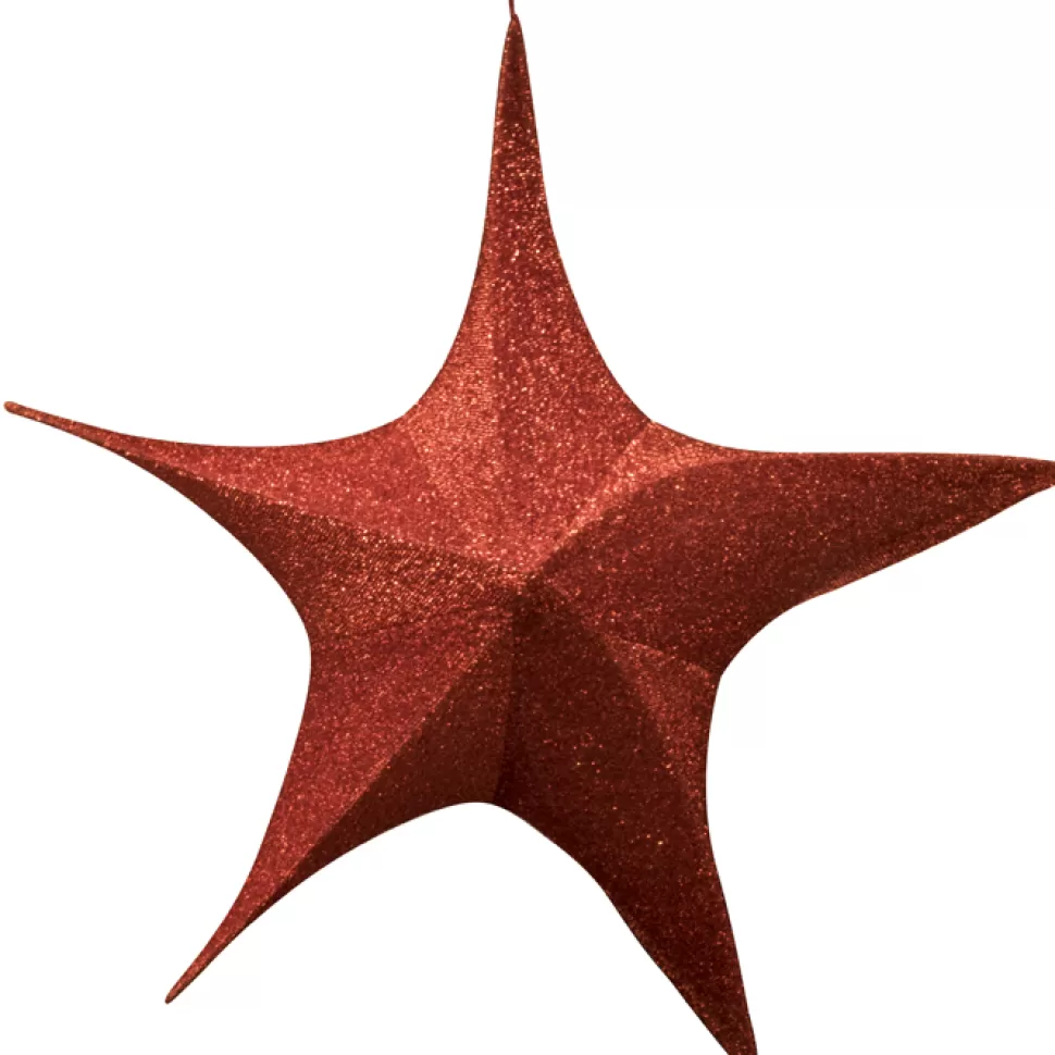 Christmas Forever FOLDING SHIMMER STAR 59″ RED