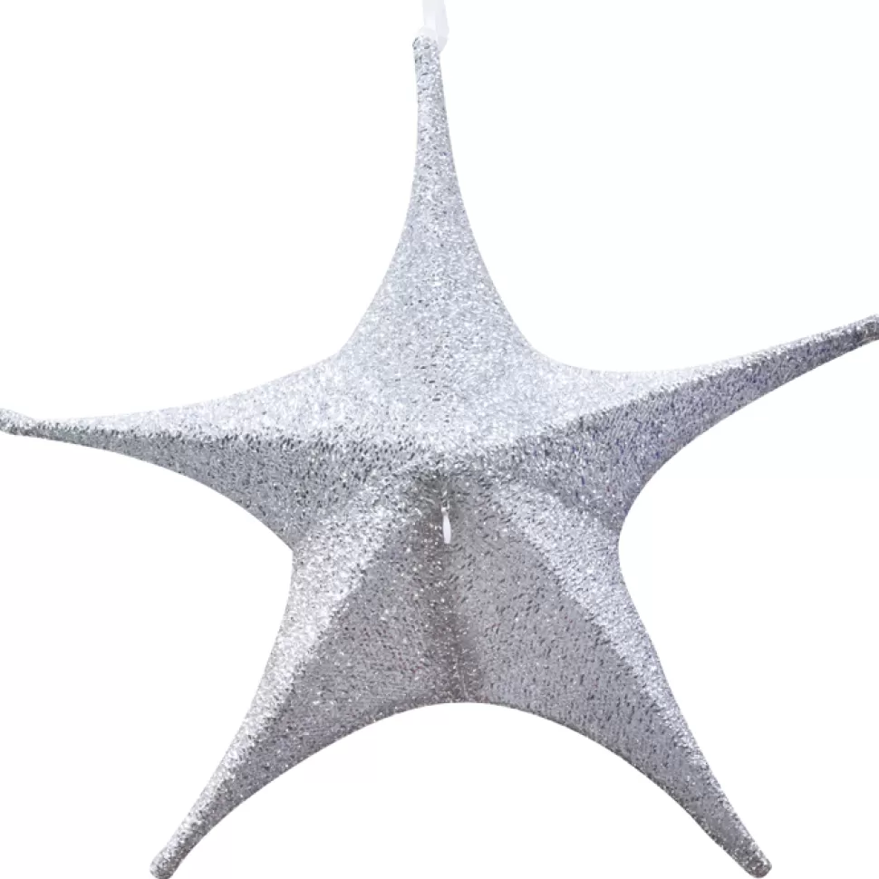 Christmas Forever FOLDING SHIMMER STAR 59″ SILVER