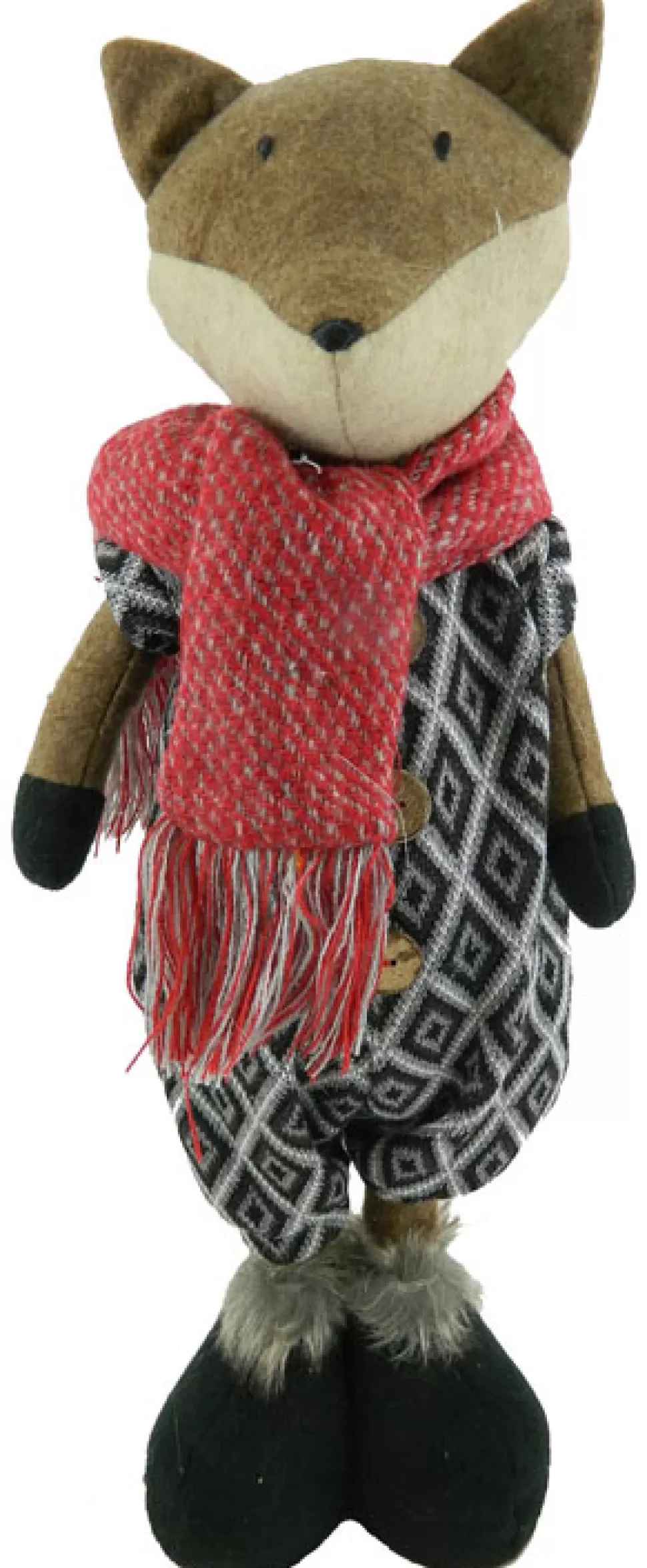 Christmas Forever FOX PLUSH BROWN 19″ STANDING W/SWEATER & RED SCARF