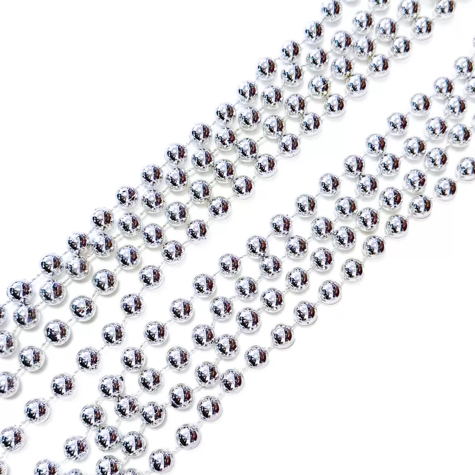 Christmas Forever GARLAND BEAD 10MM 108″/9FT (2.7M) SILVER