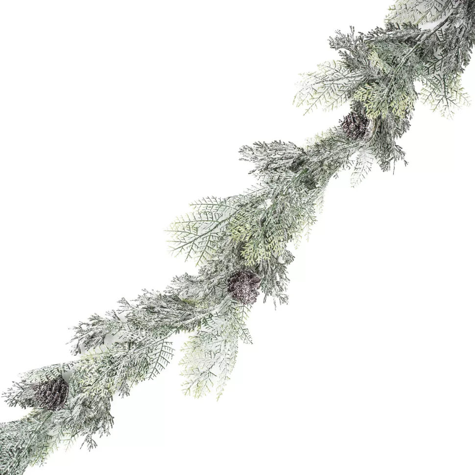 Christmas Forever GARLAND CEDAR 72″ FROSTED W/ PINE CONES