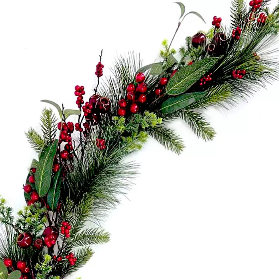 Christmas Forever GARLAND GRN 60″ MIXED RED BERRIES WITH PINE AND GREENERY