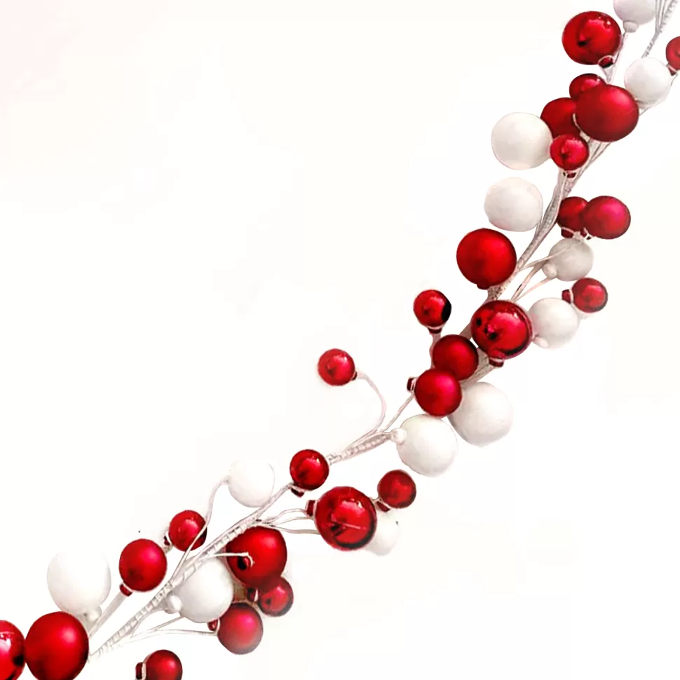Christmas Forever GARLAND MIXED BALLS 72″ RED/WHITE SHINY/MATT