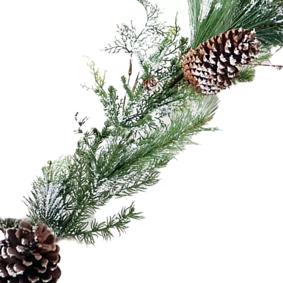 Christmas Forever GARLAND PINE 60″ FLOCKED MIXED PINES W/ PINE CONES