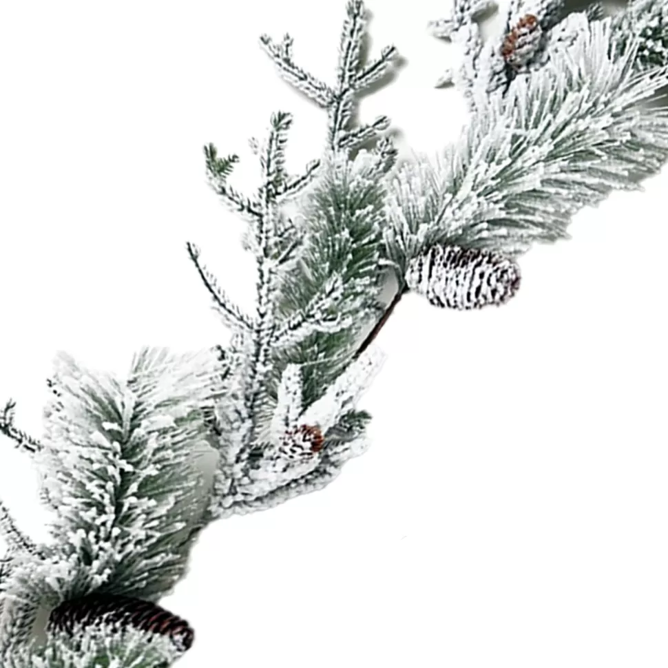 Christmas Forever GARLAND PINE 60″ FLOCKED MIXED PINES W/ PINE CONES