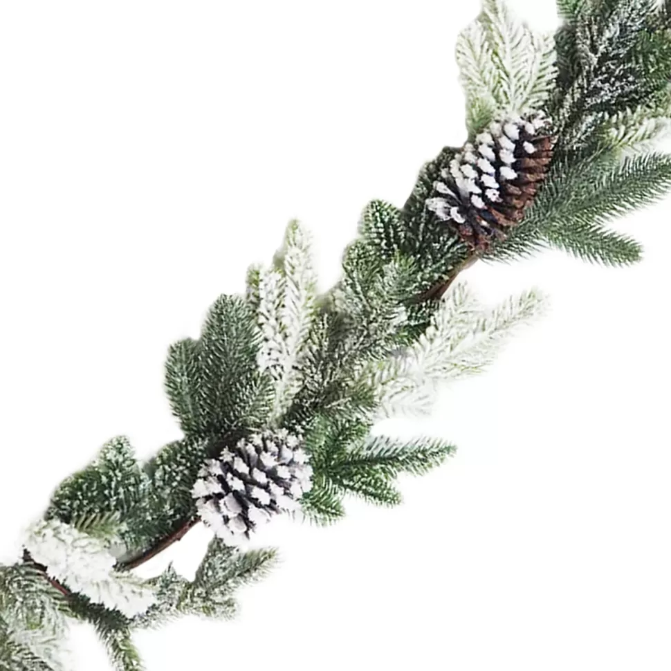 Christmas Forever GARLAND PINE 72″ FLOCKED W/NEEDLE PINE & CONES