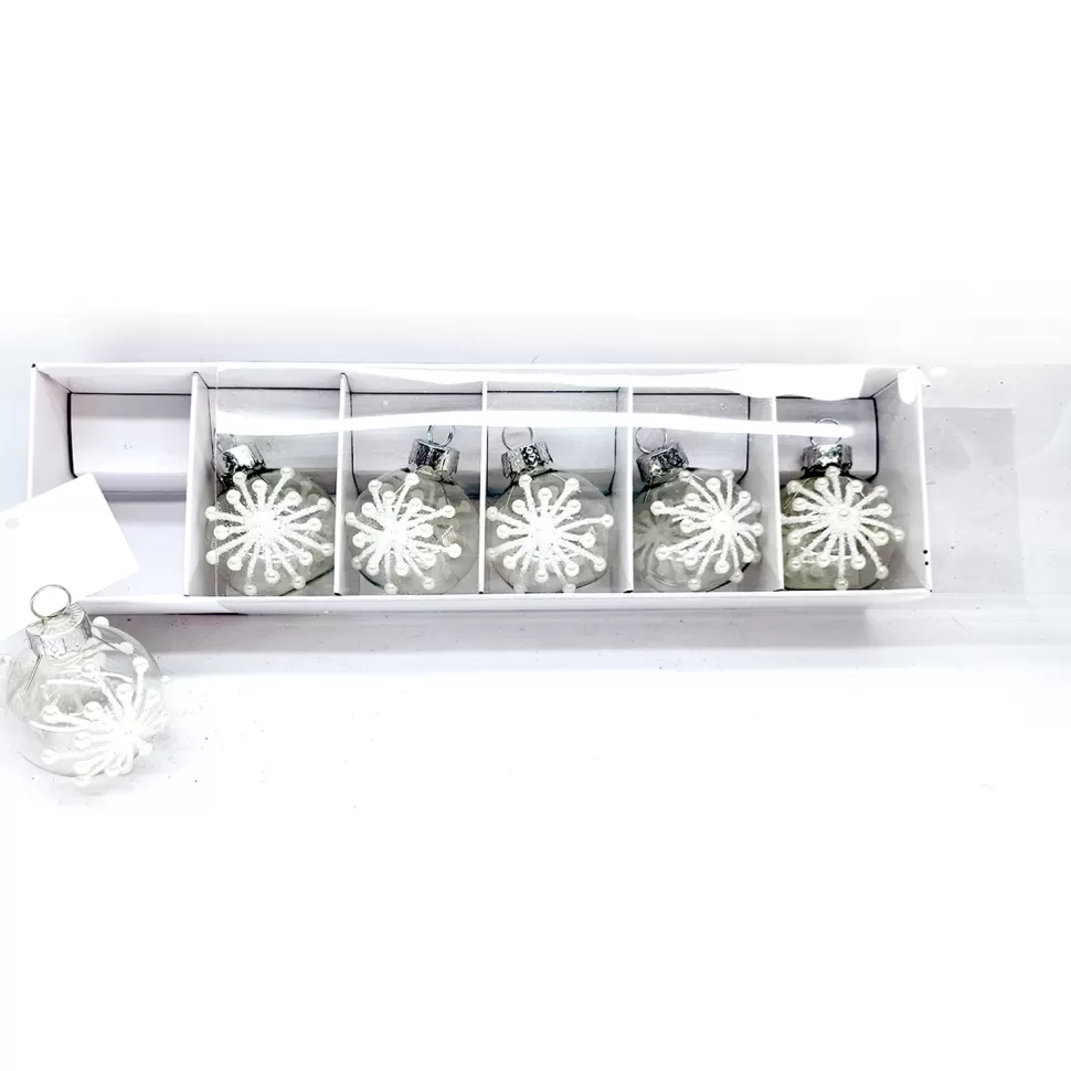 Christmas Forever GLASS BALL 1.5″ CARD HOLDER CLEAR WITH SNOWFLAKE