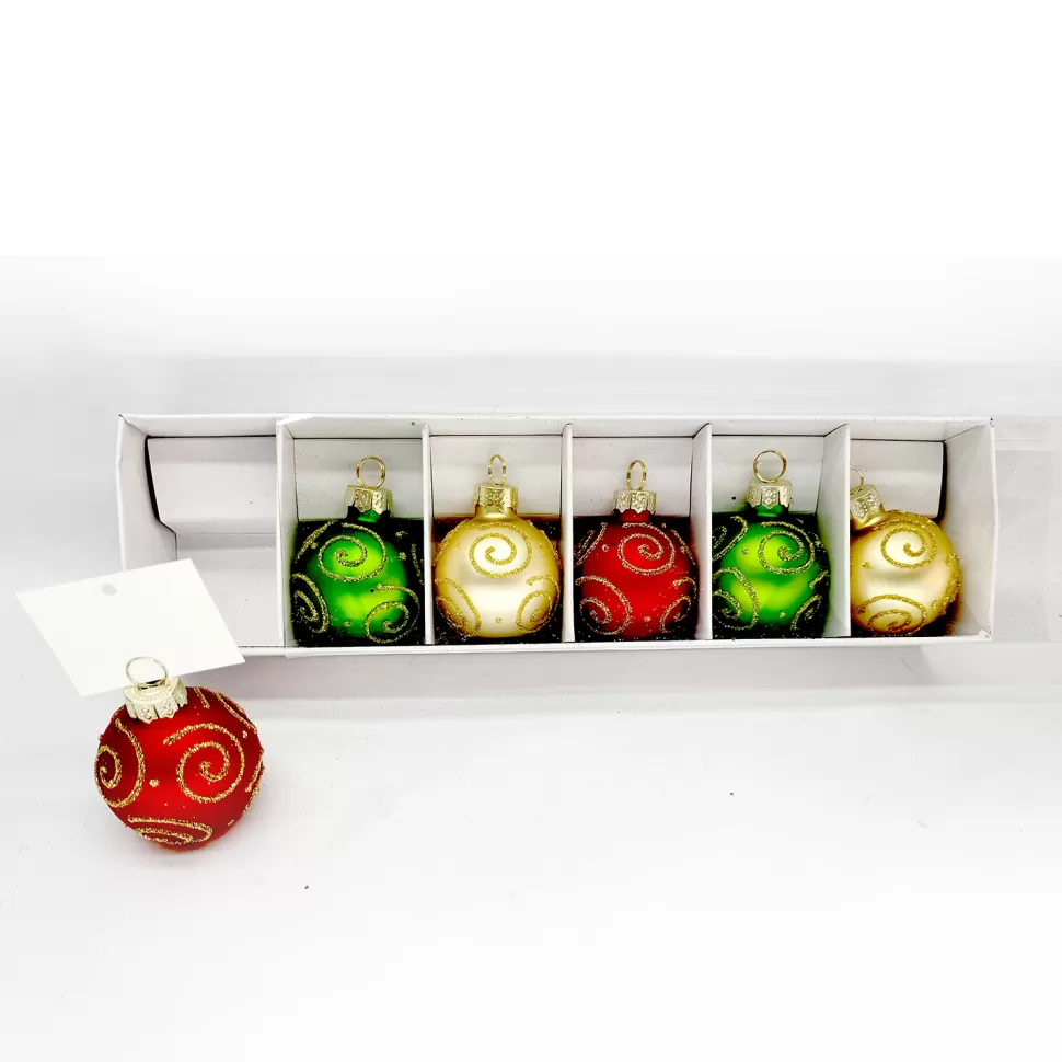 Christmas Forever GLASS BALL 1.5″ CARD HOLDER RED/GREEN/GOLD WITH SWIRL 3 STYLES