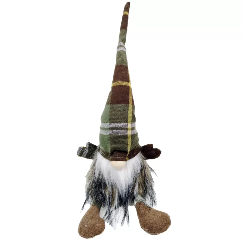 Christmas Forever GNOME PLUSH SITTING 14″ GREEN/BROWN W/ DANGLE LEGS