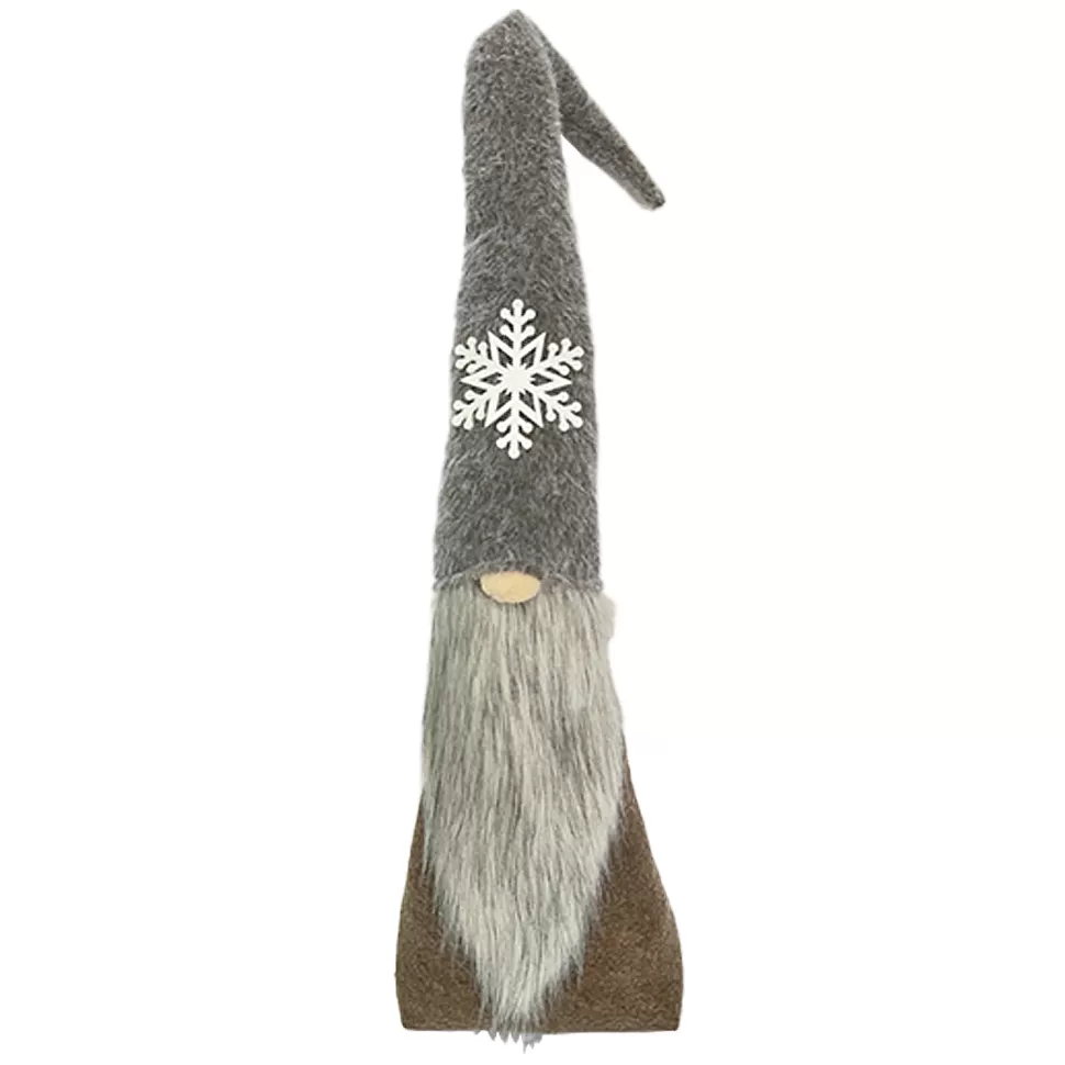 Christmas Forever GNOME PLUSH FAUX FUR BROWN 34.5″ W/ SNOWFLAKE