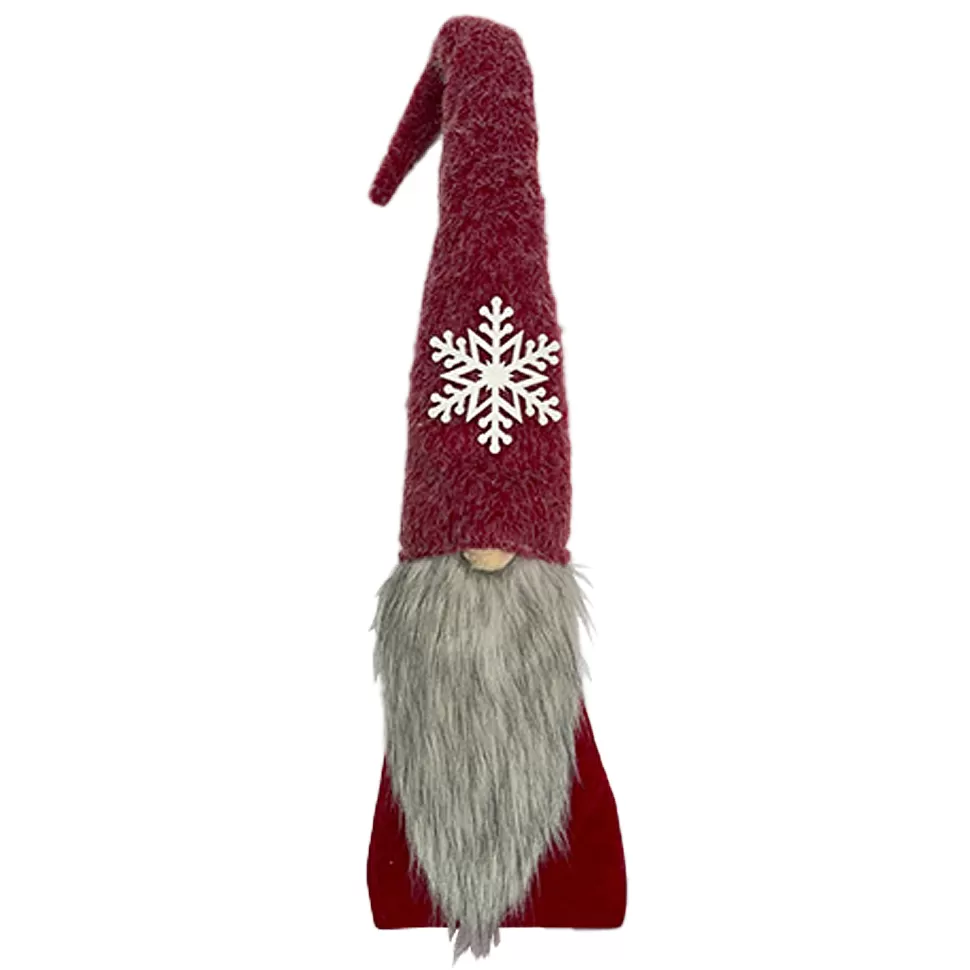Christmas Forever GNOME PLUSH FAUX FUR RED 34.5″ W/ SNOWFLAKE