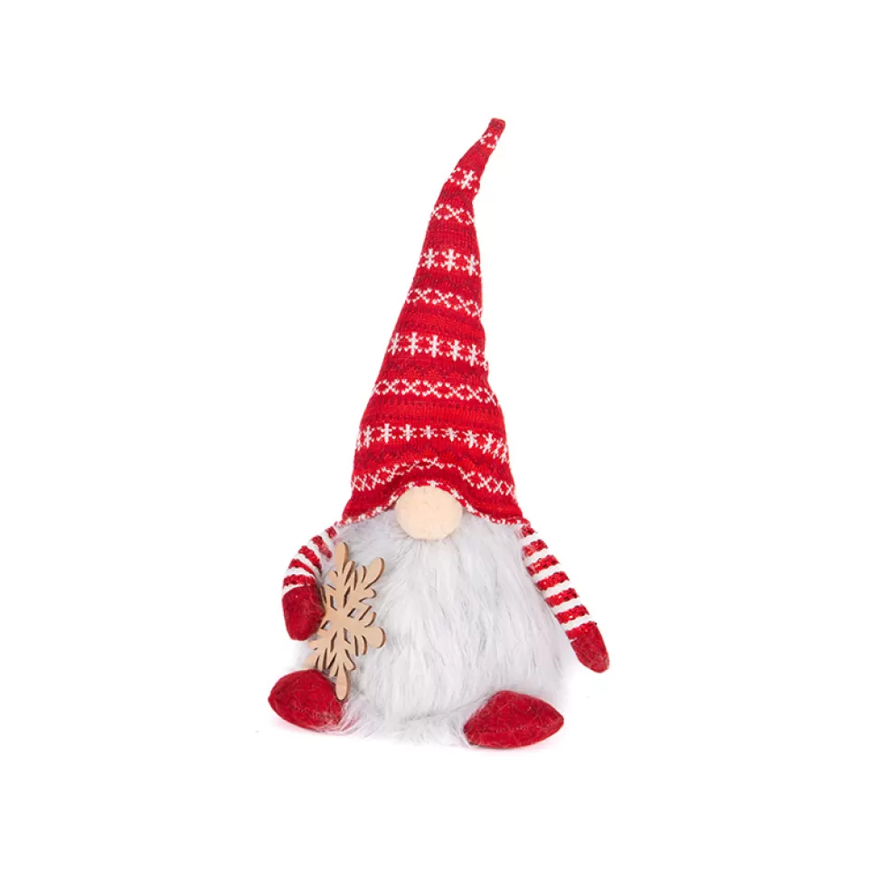 Christmas Forever GNOME PLUSH SITTING 12″ RED/ WHITE W/ SNOWFLAKE & LED LIGHTS