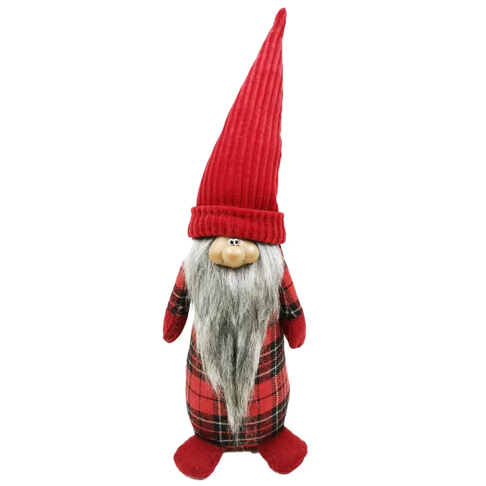 Christmas Forever GNOME PLUSH STANDING 19″ RED PLAID W/ FACE