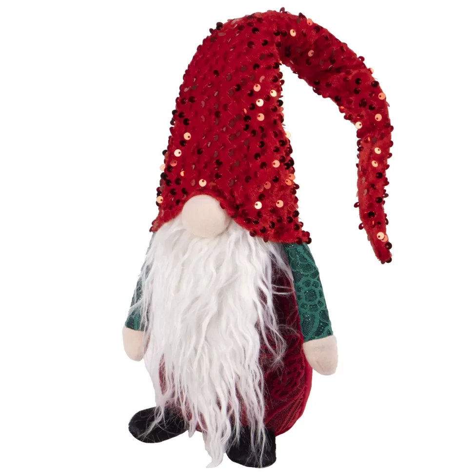Christmas Forever GNOME STANDING 21″ RED/ GREEN LACE W/ RED SEQUINS HAT