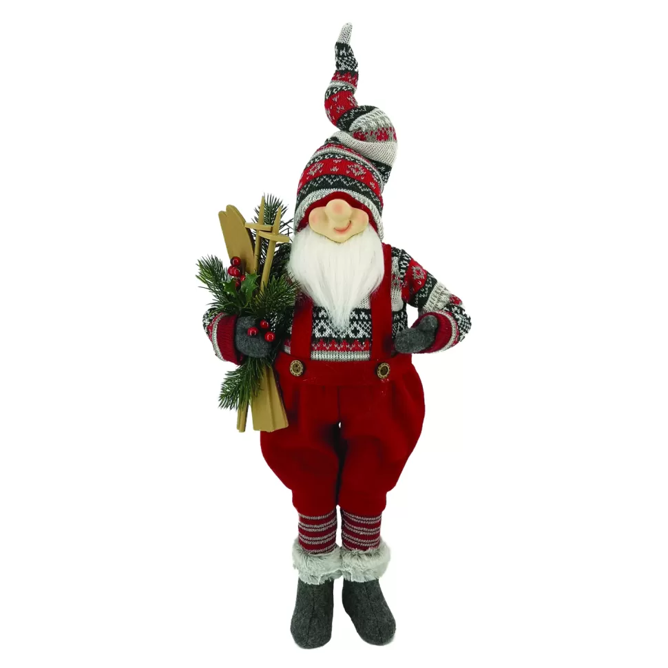 Christmas Forever GNOME STANDING RED/GRAY 24″ WITH SKI POLE