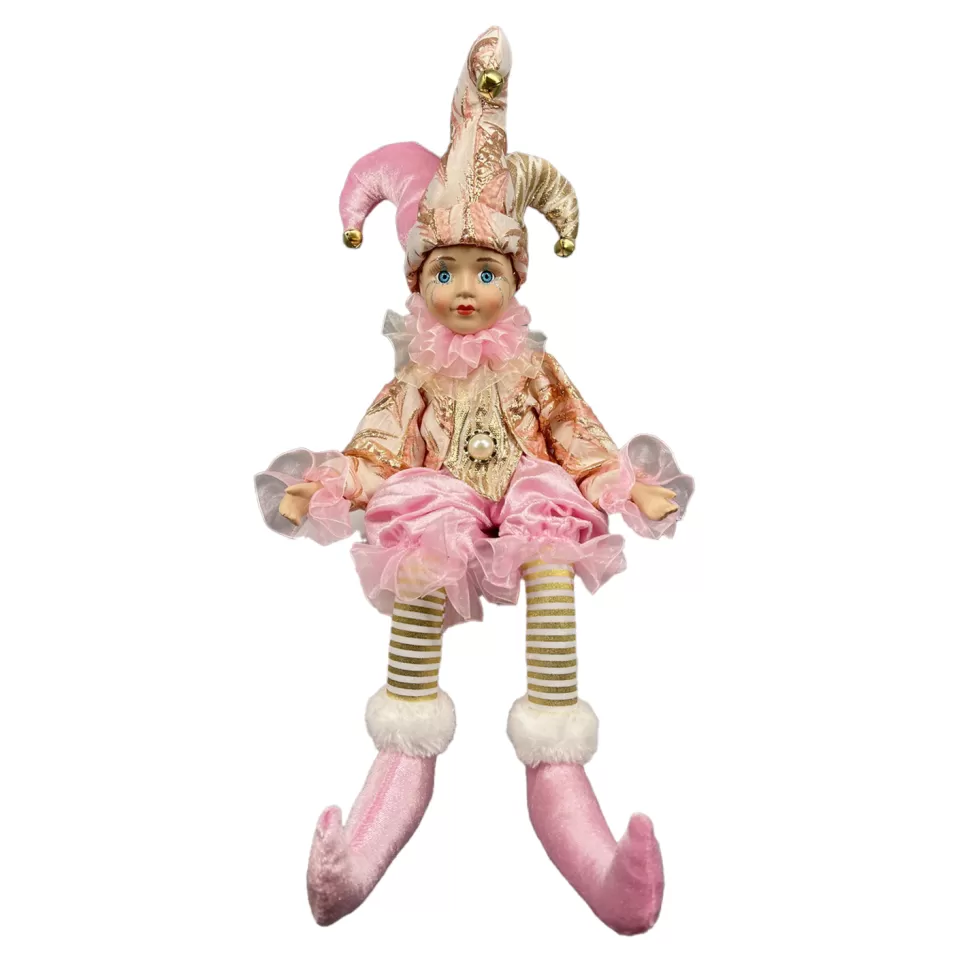 Kids Christmas Forever JESTER SITTING 17″ PINK/GOLD