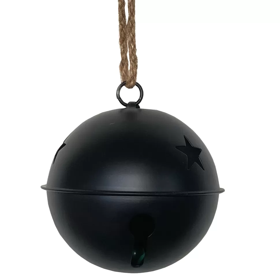 Christmas Forever JINGLE BELL BLACK MATT 5.5″ W/ ROPE HANGER