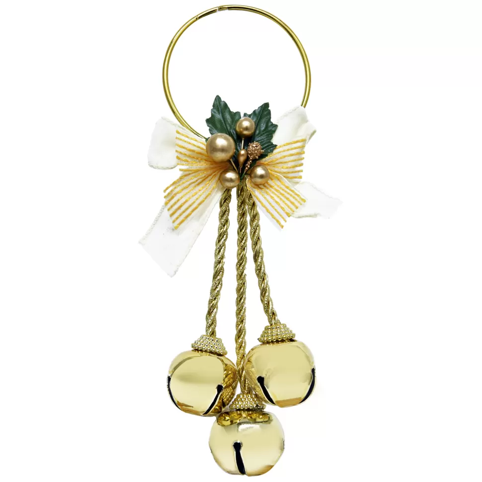 Christmas Forever JINGLE BELL GOLD-SHINY 9.5″ 30MMx3 DOOR HANGER