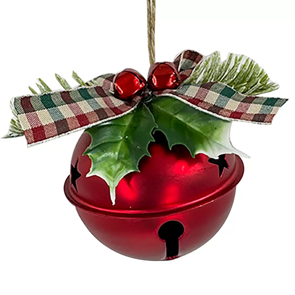 Christmas Forever JINGLE BELL RED METALIC 3″ W/ RED/GREEN BOW