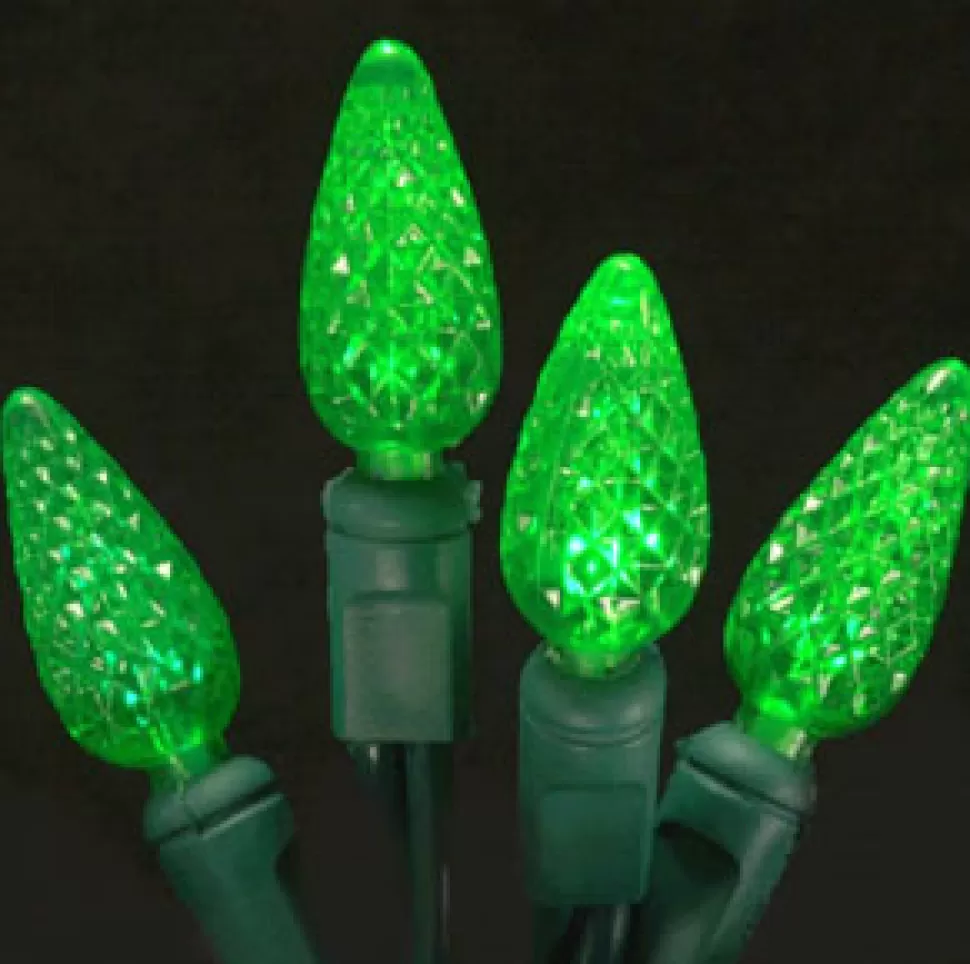 Christmas Forever LIGHT LED O/D C6 FACETED 70L PURE GREEN