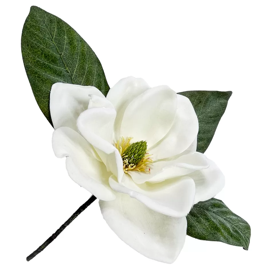 Christmas Forever MAGNOLIA HEAD WHITE 12″ DEUXE W/ STEM