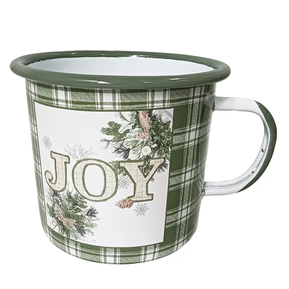 Christmas Forever METAL ENAMEL MUG 4″ – “JOY”