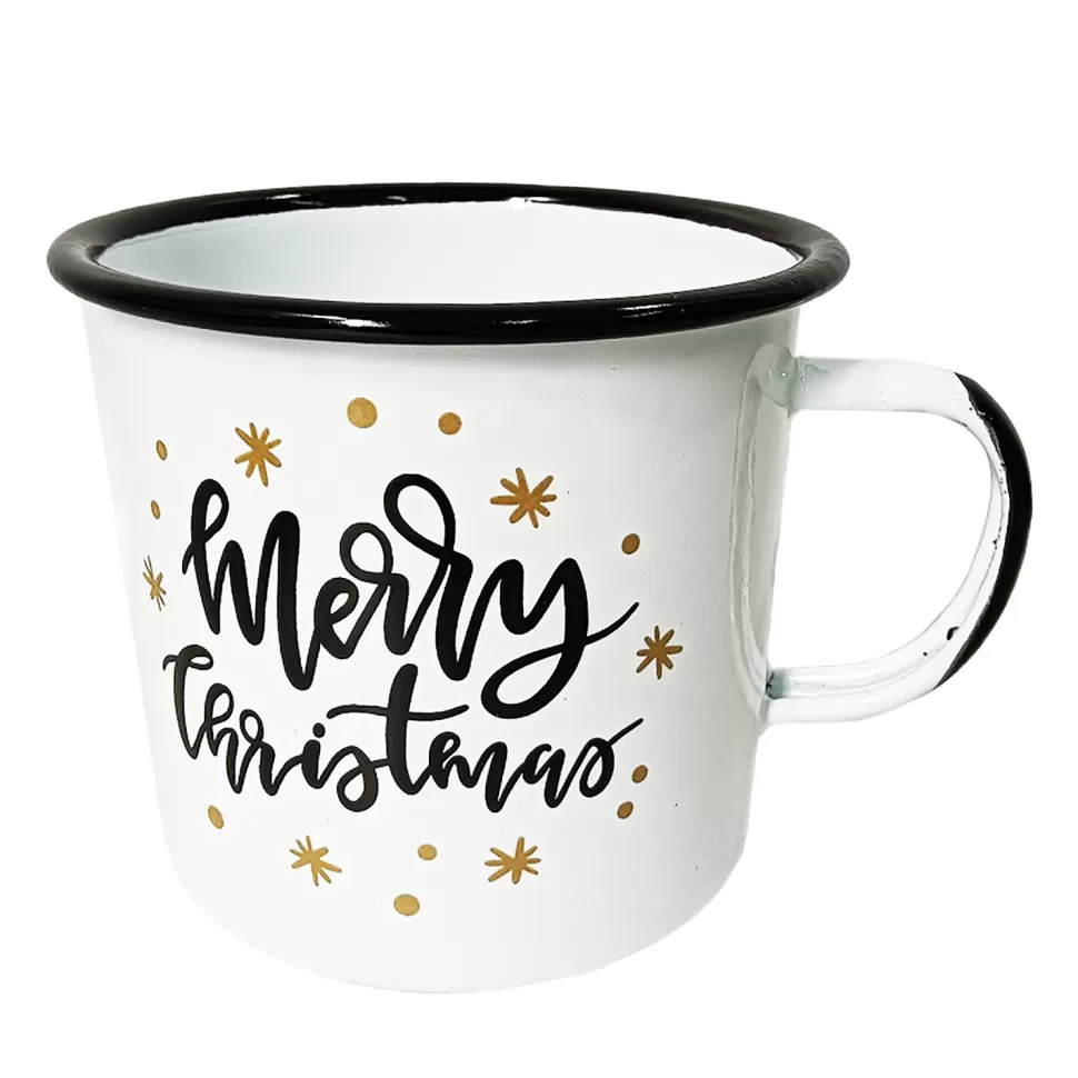Christmas Forever METAL ENAMEL MUG 4″ – “MERRY CHRISTMAS”