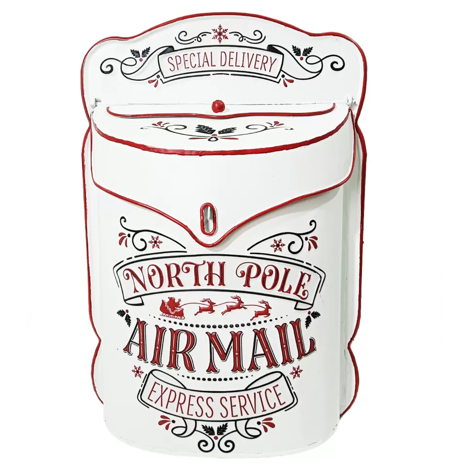Christmas Forever METAL MAIL BOX 10.5″x15.5″ – “NORTH POLE AIR MAIL”