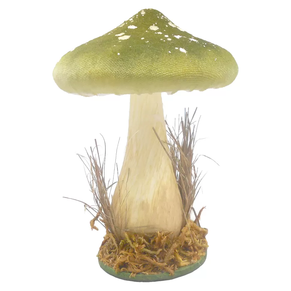 Christmas Forever MUSHROOM TABLE DECOR 6″ GREEN/NATURAL