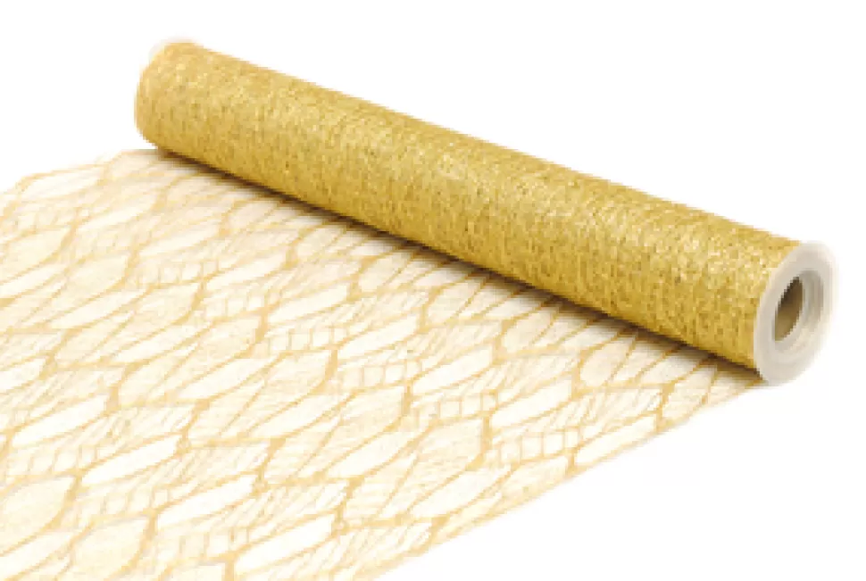 Christmas Forever ORGANZA 14″ X 5 YDS GOLD GLITTER PATTERN