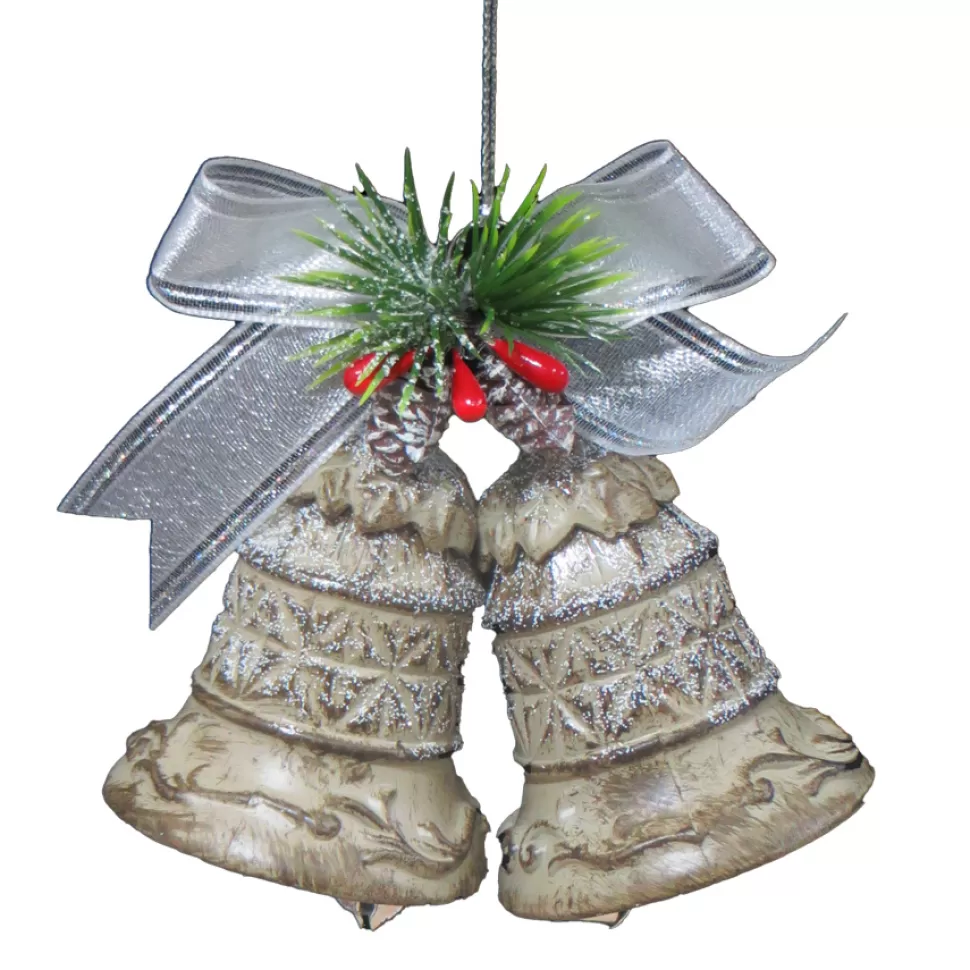 Christmas Forever ORN BIRCH LOOK BELL 2.25″ TWIN LIBERTY BELL W/ BOW