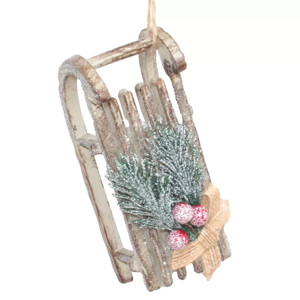 Christmas Forever ORN BIRCH LOOK SLED 4.5″ W/ PIBE BERRY & SNOW