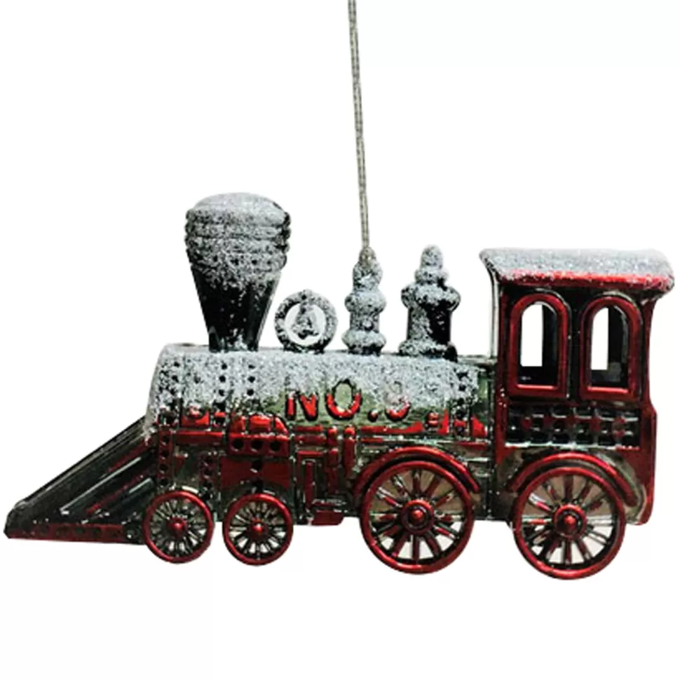 Christmas Forever ORN BLACK / RED TRAIN 5″PLATED BLACK/RED W/WHT GLTITER
