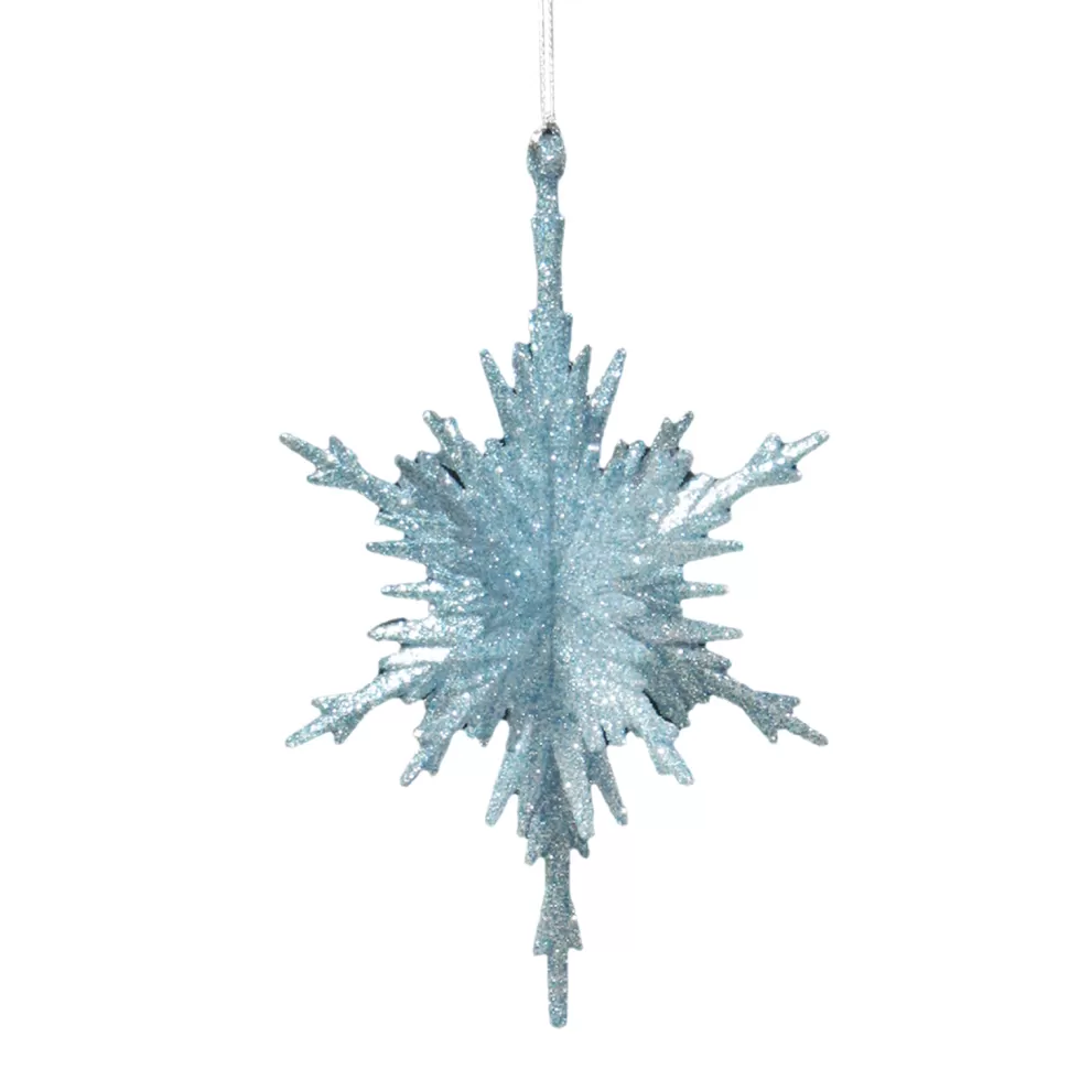 Christmas Forever ORN BLUE WINTER SNOWFLAKE 5.25″ 3-D PETAL W/ GLTR.