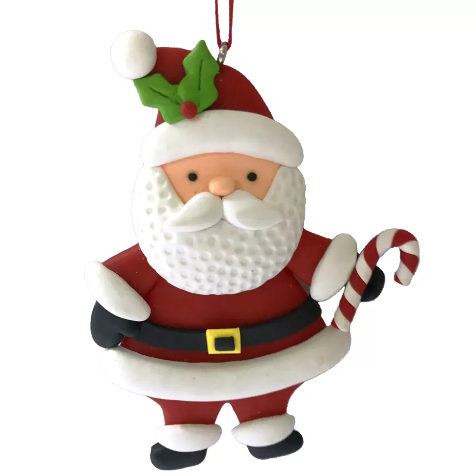 Christmas Forever ORN CANDY CANE SANTA 4.5″ CLAY DOUGH