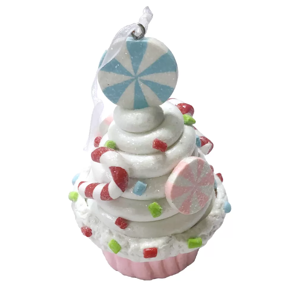 Christmas Forever ORN CANDY SPRINKLE CUPCAKE 3.9″ PINK CLAY DOUGH