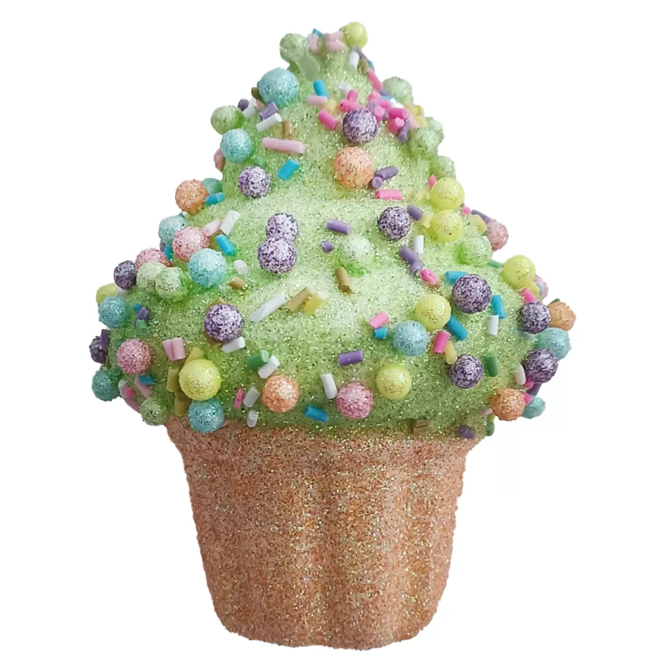 Christmas Forever ORN CANDY SPRINKLE CUPCAKE 3.5″ GREEN