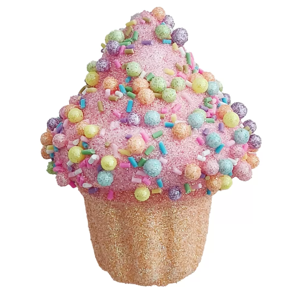 Christmas Forever ORN CANDY SPRINKLE CUPCAKE 3.5″ PINK