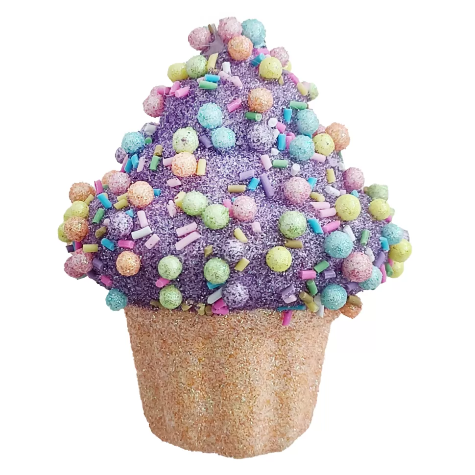 Christmas Forever ORN CANDY SPRINKLE CUPCAKE 3.5″ PURPLE