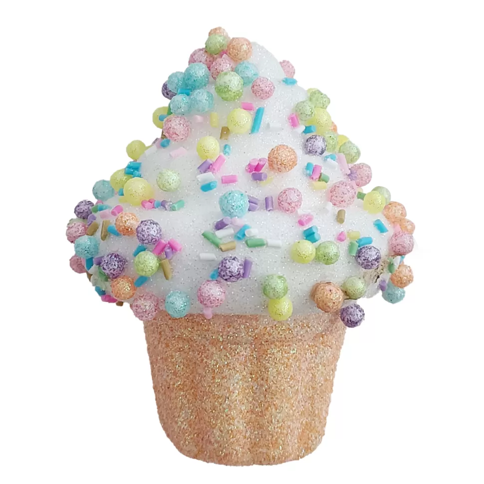 Christmas Forever ORN CANDY SPRINKLE CUPCAKE 3.5″ WHITE