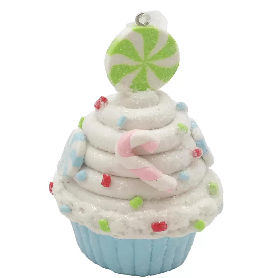Christmas Forever ORN CANDY SPRINKLE CUPCAKE 3.9″ BLUE CLAY DOUGH