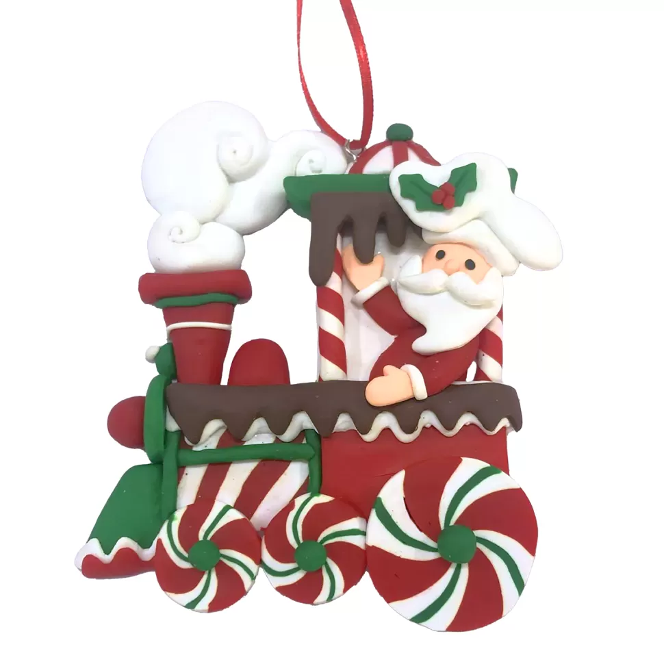 Christmas Forever ORN CANY CANE SANTA ON A TRAIN 4.3″ CLAY DOUGH