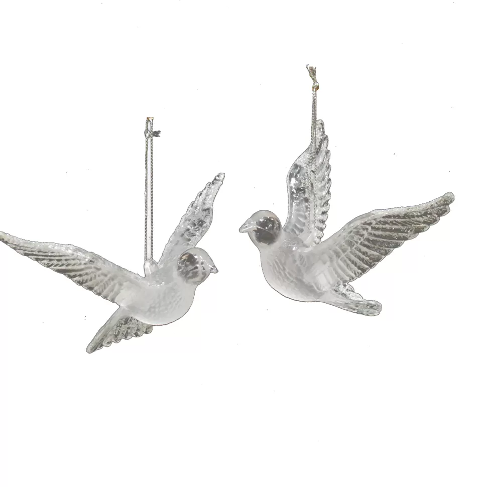 Christmas Forever ORN CLEAR FLYING DOVE 4.5″ & 6″ W/ GLITTER 2ASSTD.